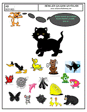 okul öncesi renkler çalışma sayfaları; verilen resimle aynı renkte olan resimleri işaretle